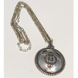 Boutique Boho Vintage Silver Medallion Necklace Bohemian Accessory Everyday